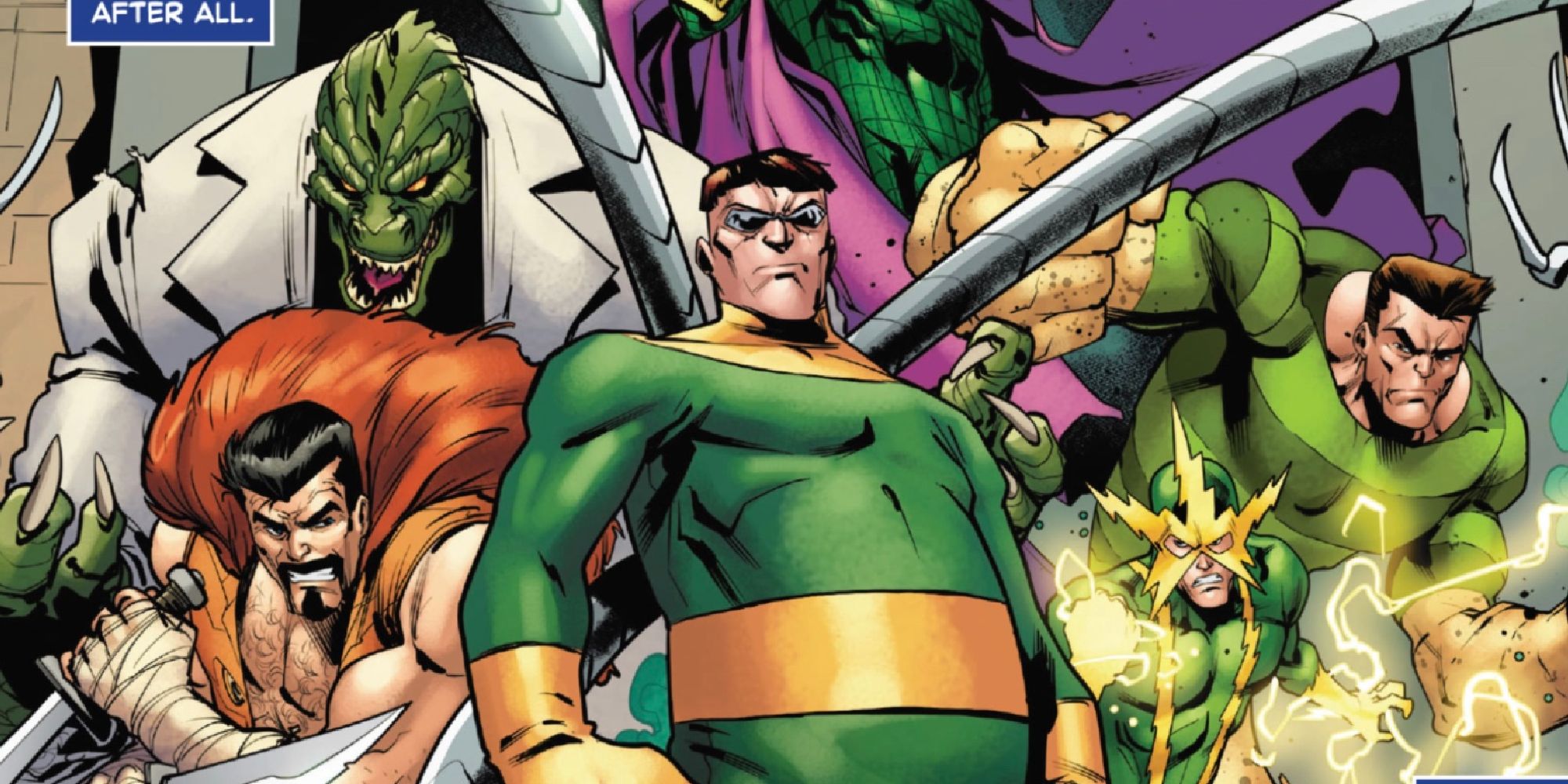 The Sinister Six (Kraven, Lizard, Doc Ock, Mysterio, Electro, Sandman) in the comics
