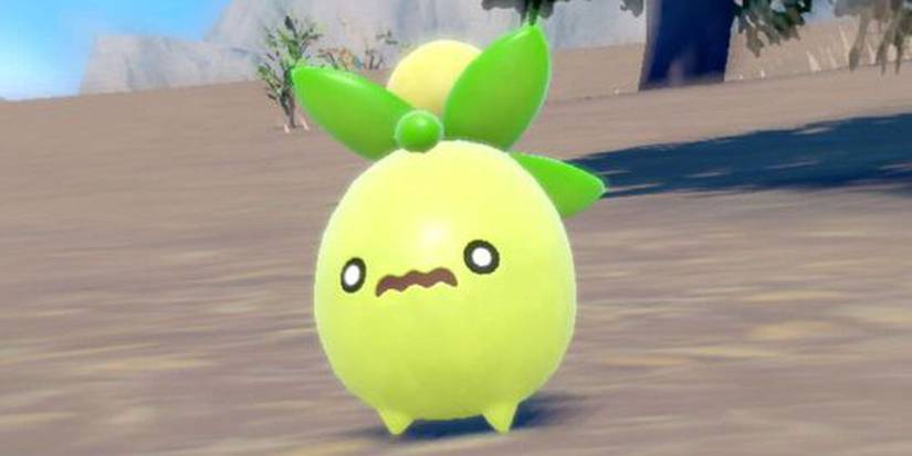 The Smoliv pokemon looking scared in Pokemon Scarlet and Violet