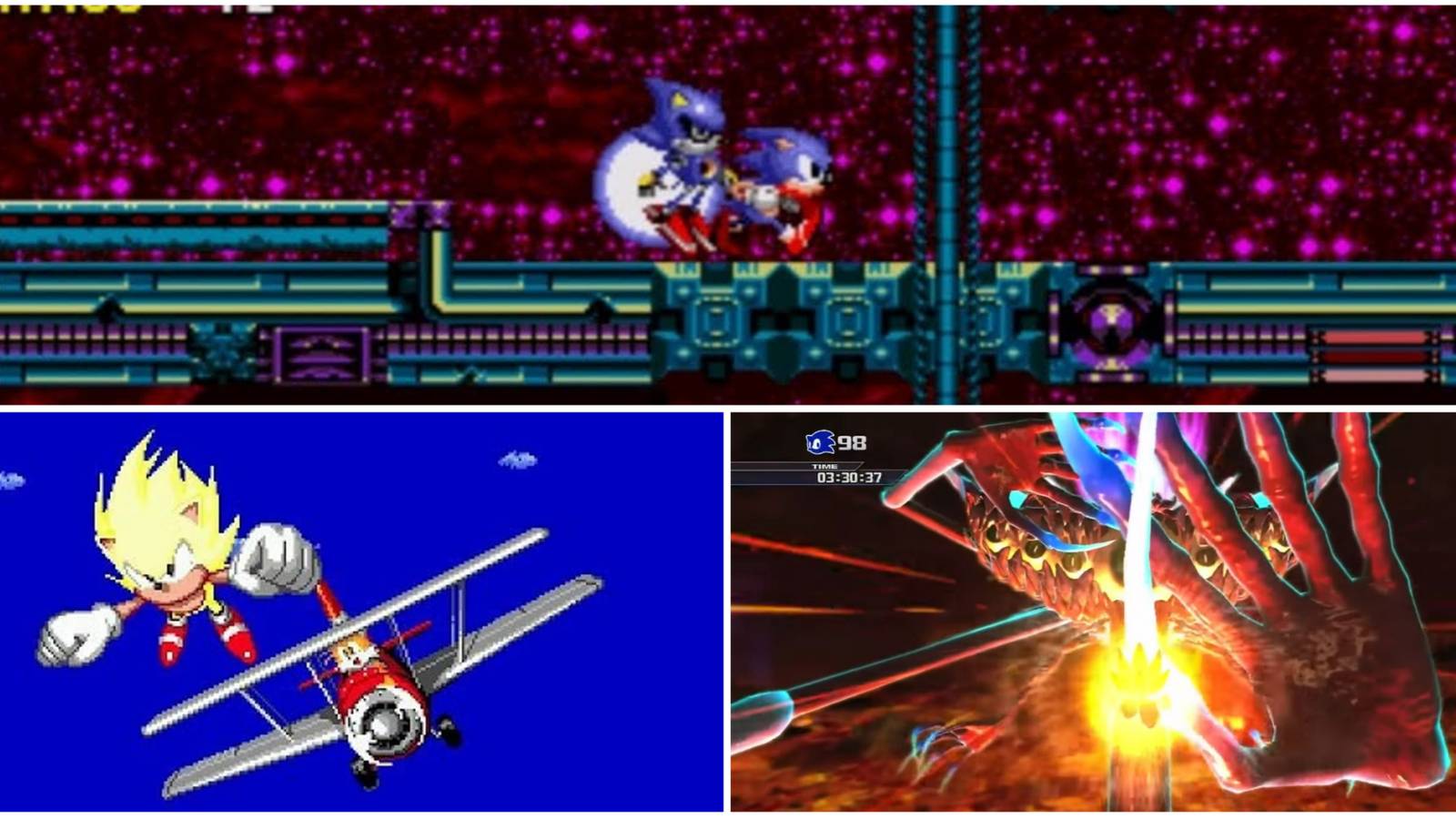 Sonic Cathartic Moments- Metal Sonic Race Sonic 2 Super Sonic Dark Gaia Battle