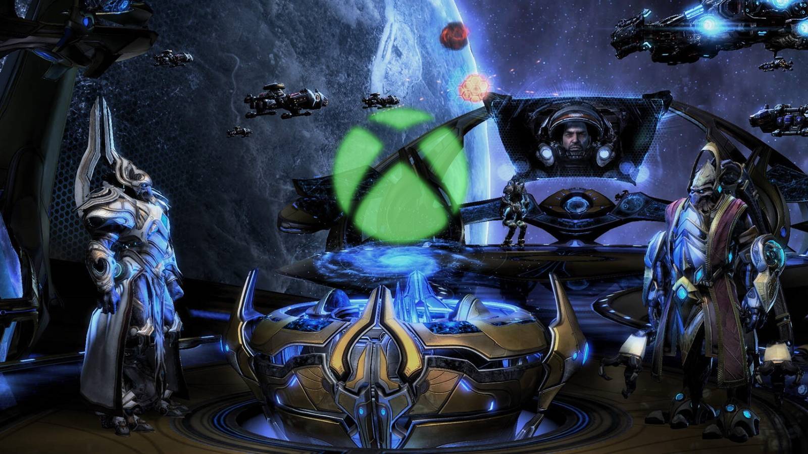 Starcraft 2 screenshot overlaid with Xbox logo
