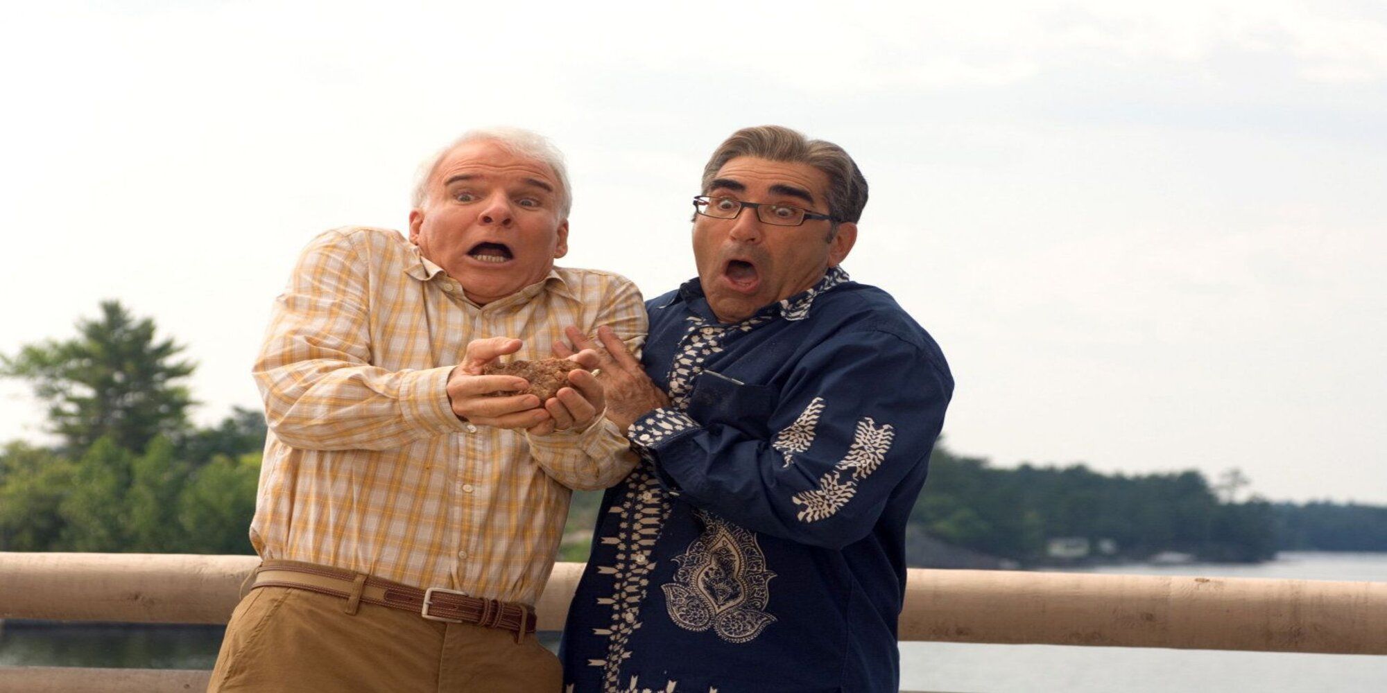 Steve Martin and Eugene Levy in Cheaper By The Dozen 2 looking shocked