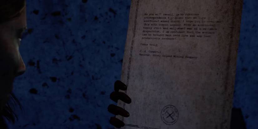 The Chant - Read the research documents for clues - Player glances at a document