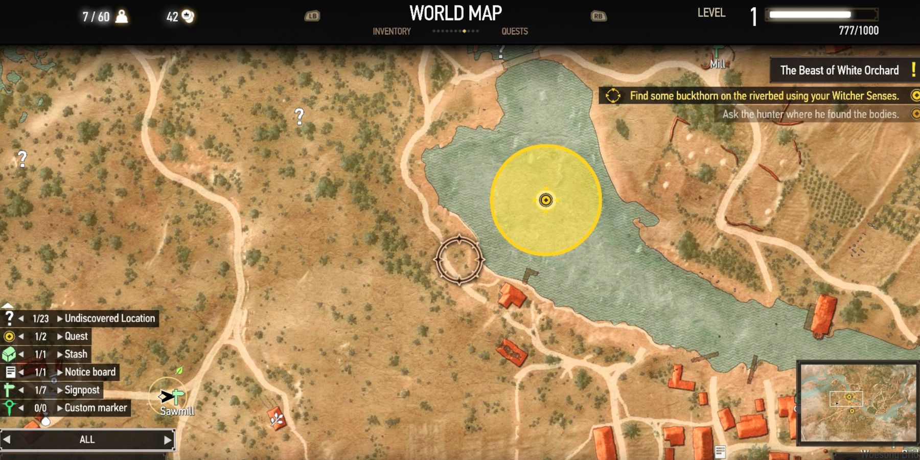 The Witcher 3 Buckthorn location on the map