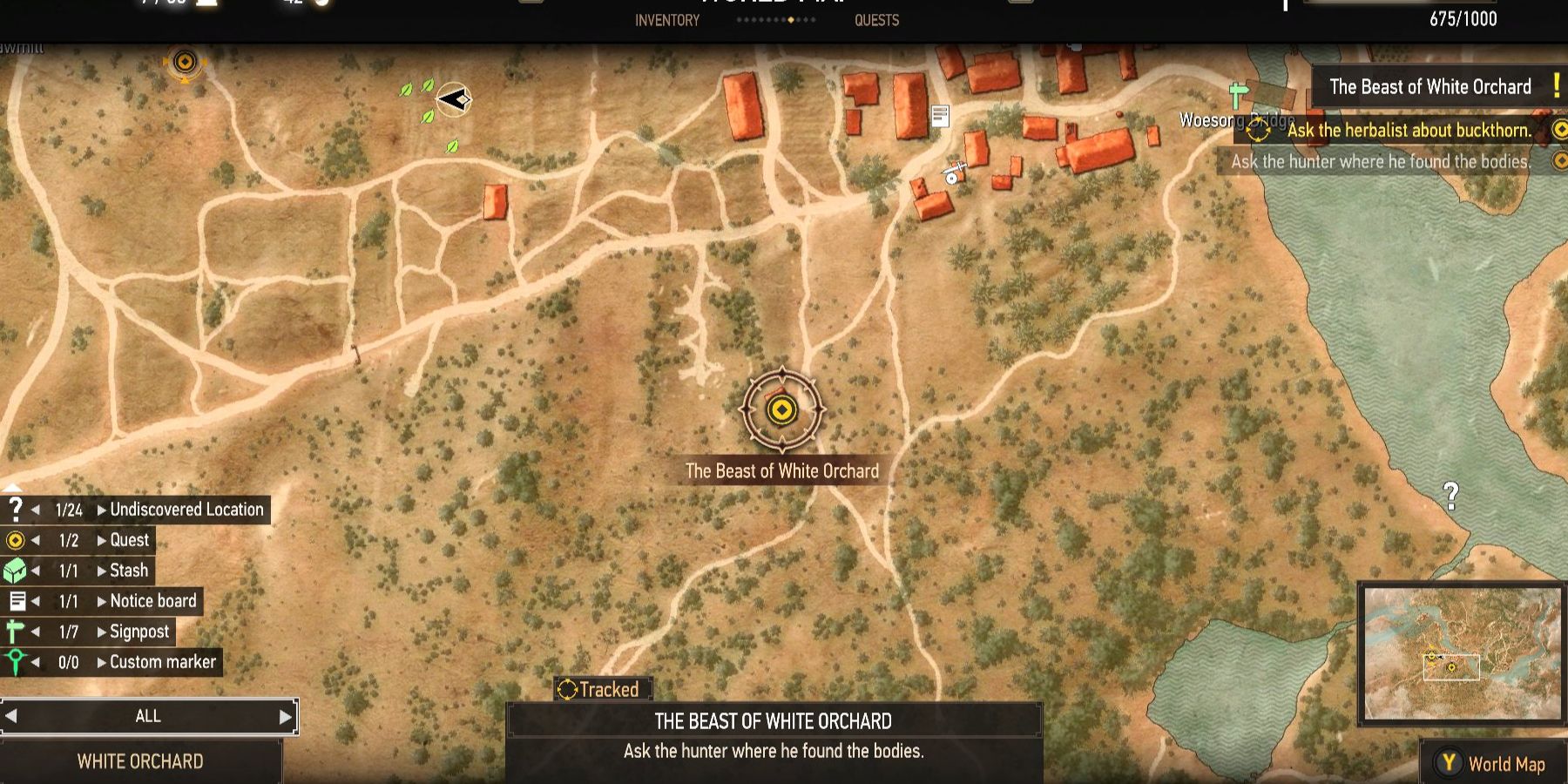The Witcher 3 Hunter's shack location on the map