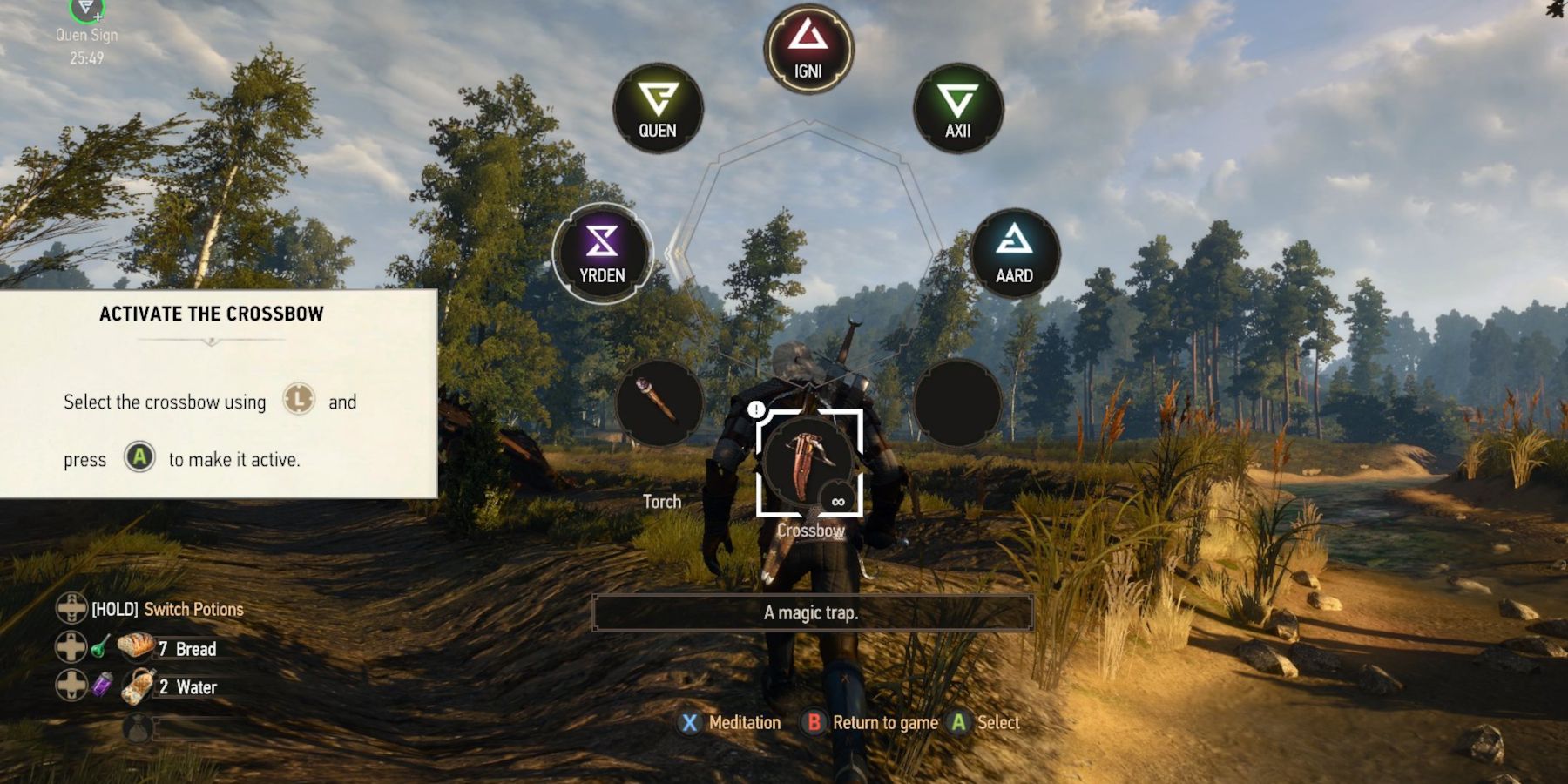 The Witcher 3 activating the crossbow