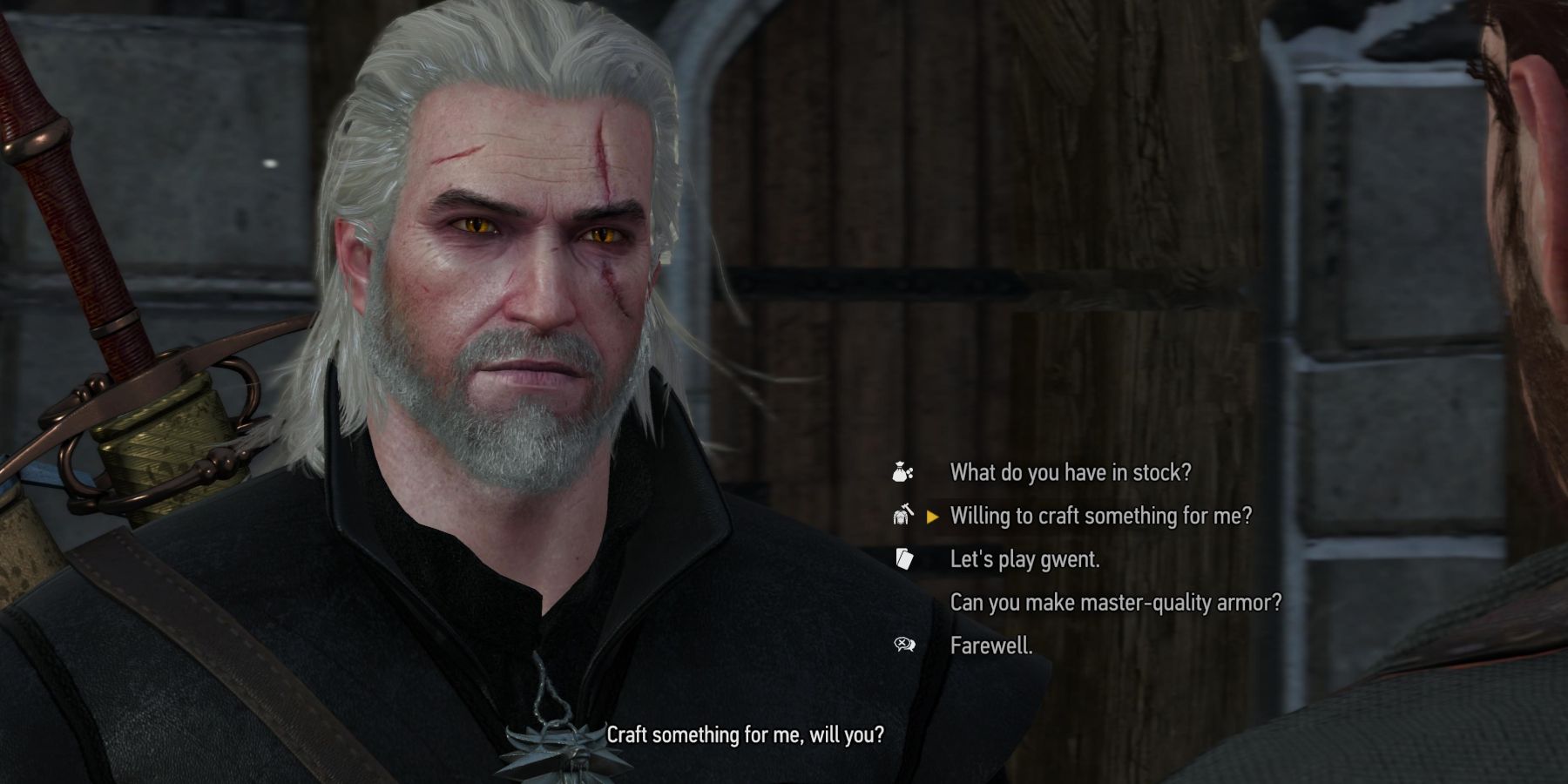 The Witcher 3 conversing an armorer