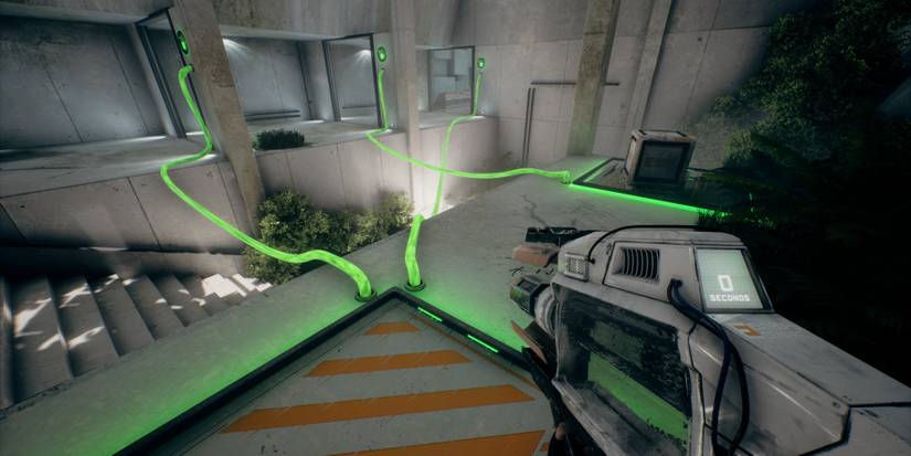 A puzzle room being solved in The Entropy Centre