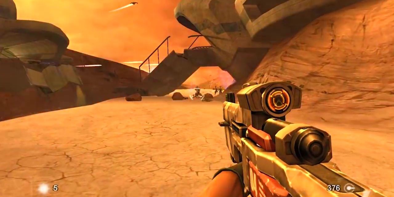 Looking from the first-person perspective in TimeSplitters: Future Perfect