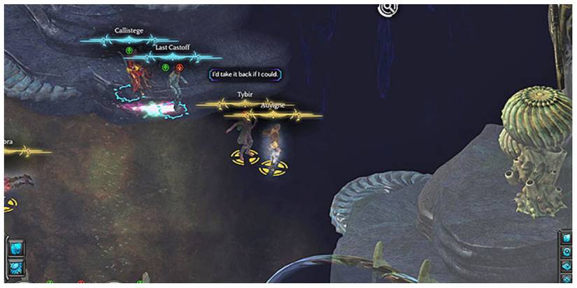 Tybir on screen near the active party in Torment: Tides of Numenera