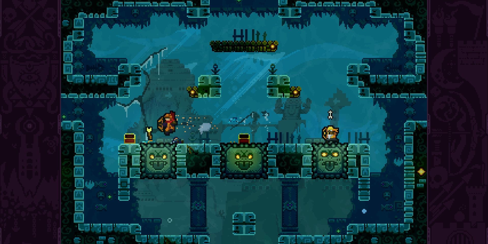 A spooky level where two archers fight each other in TowerFall