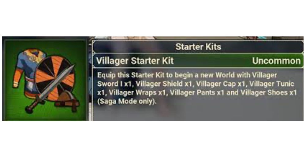Villager Starter Kit information panel from Tribes of Midgard