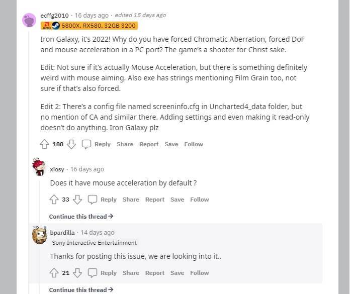 Uncharted Aim Issue Sony Reply Reddit