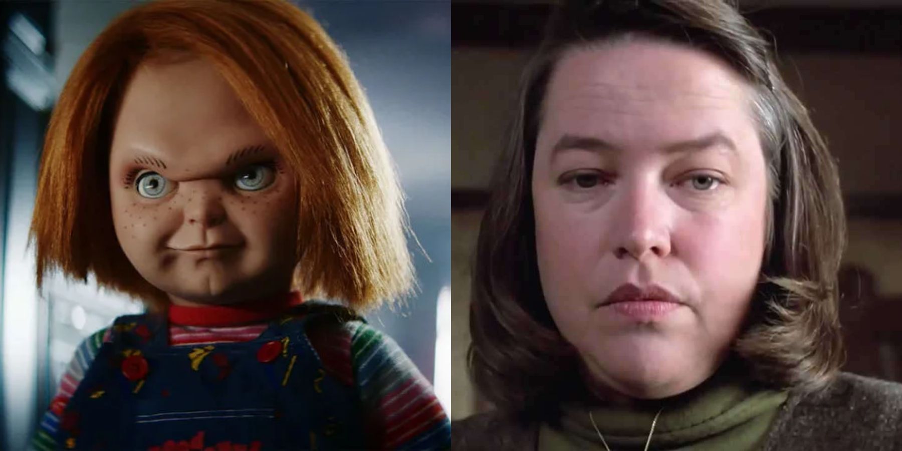 Split image of Chucky from Chucky TV show and Annie Wilkes from Misery