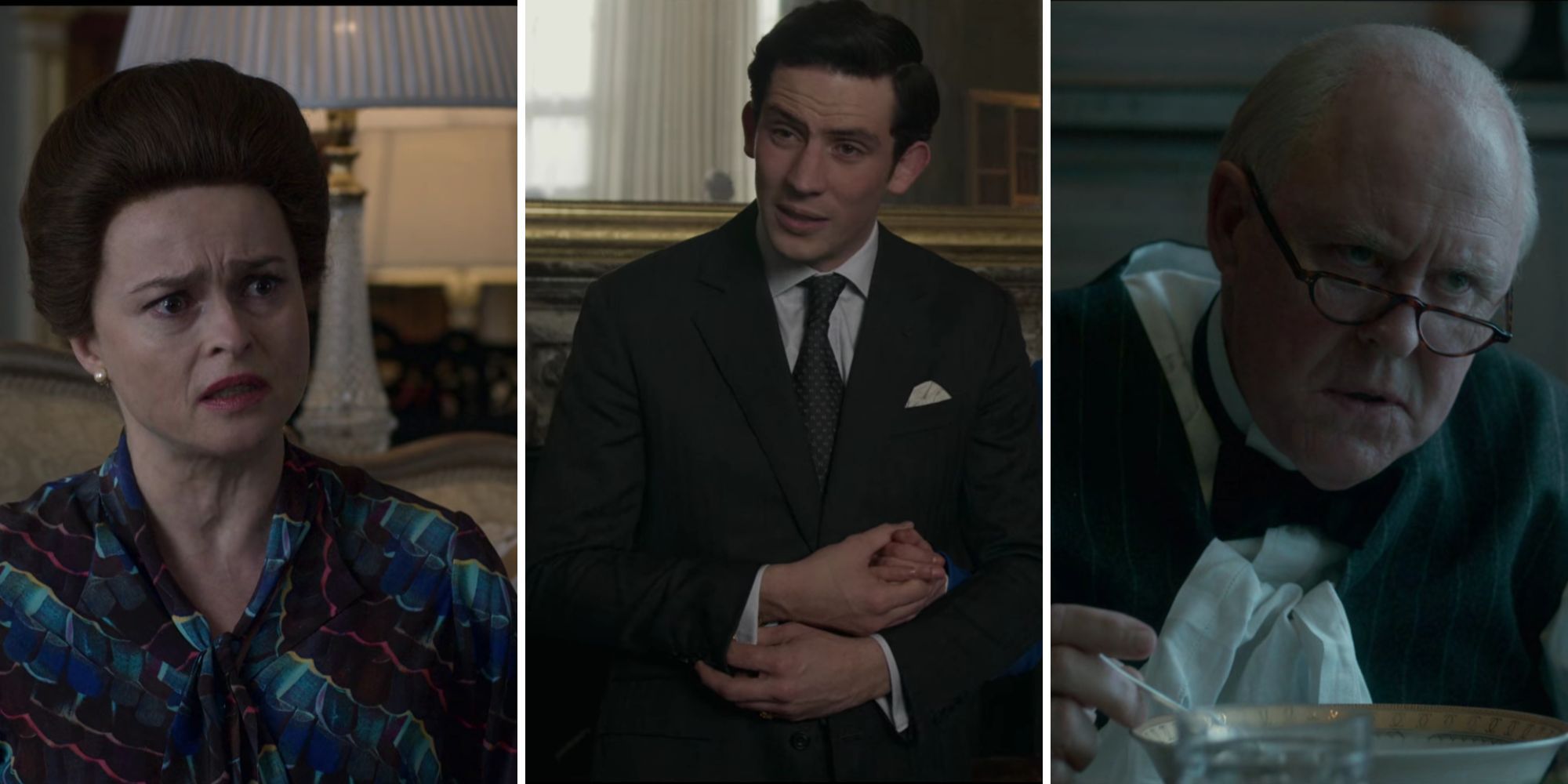 Princess Margaret, Prince Charles, and Winston Churchill in The Crown