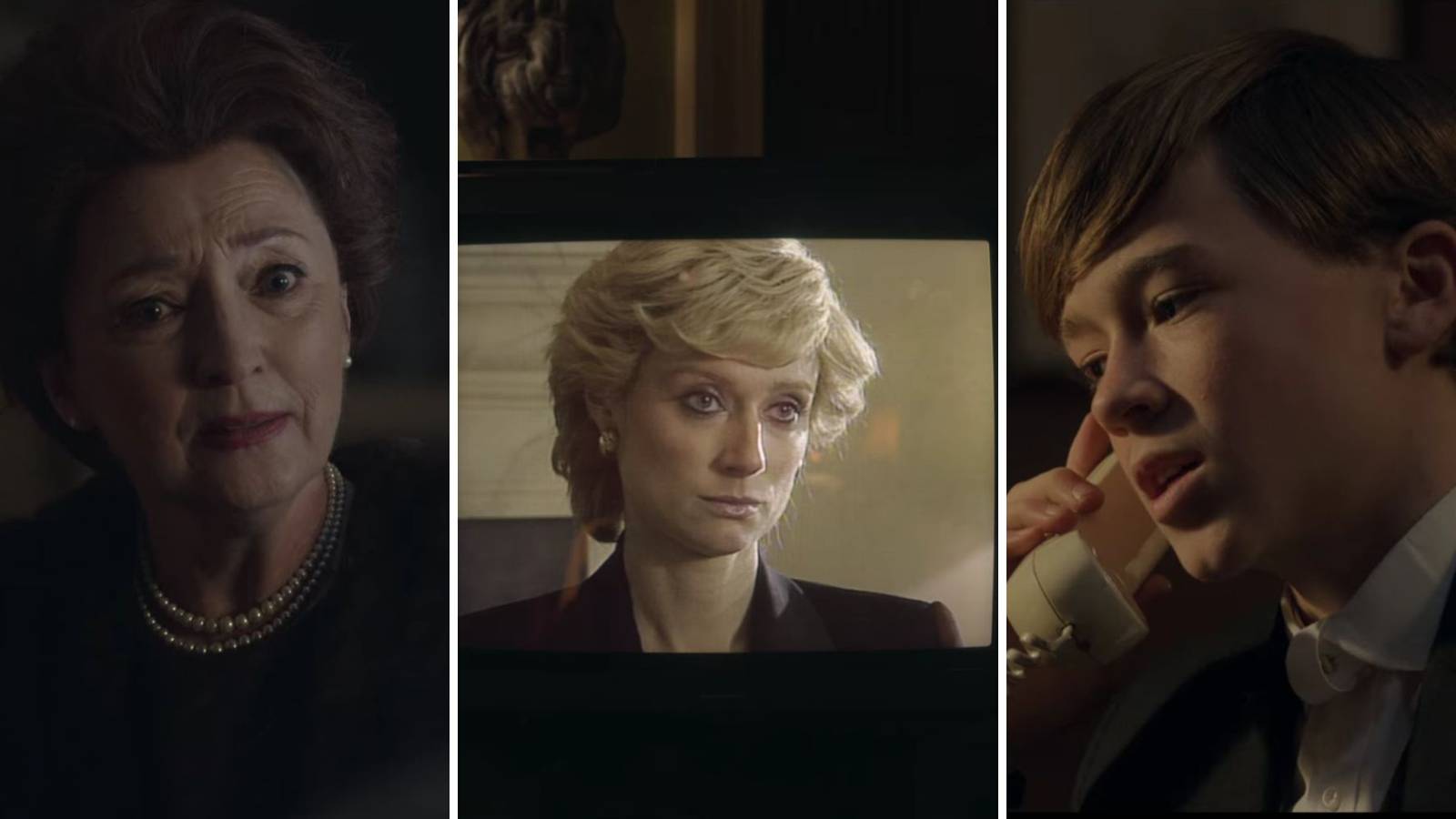 Princess Margaret, Princess Diana, and Prince William in The Crown Season 5