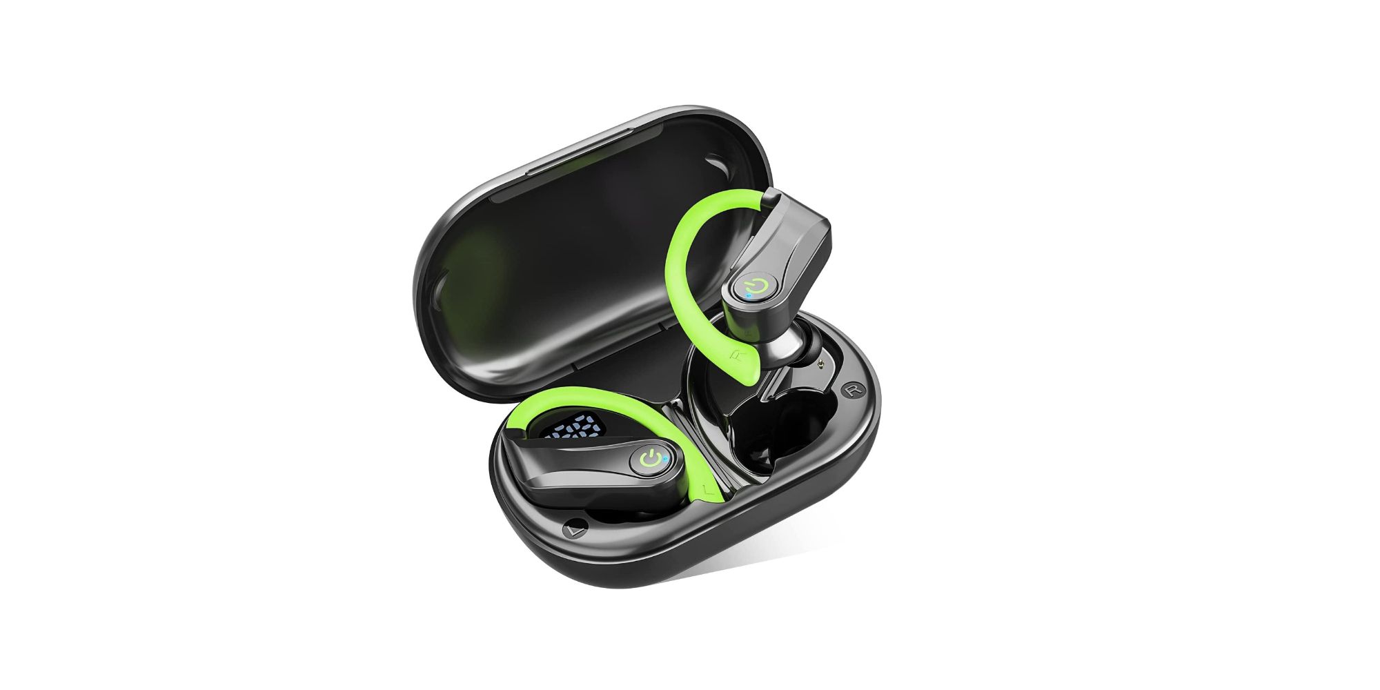 Vanzon IPX7 Waterproof Over Ear Earphones w LED Charging Case & Built-in Mic