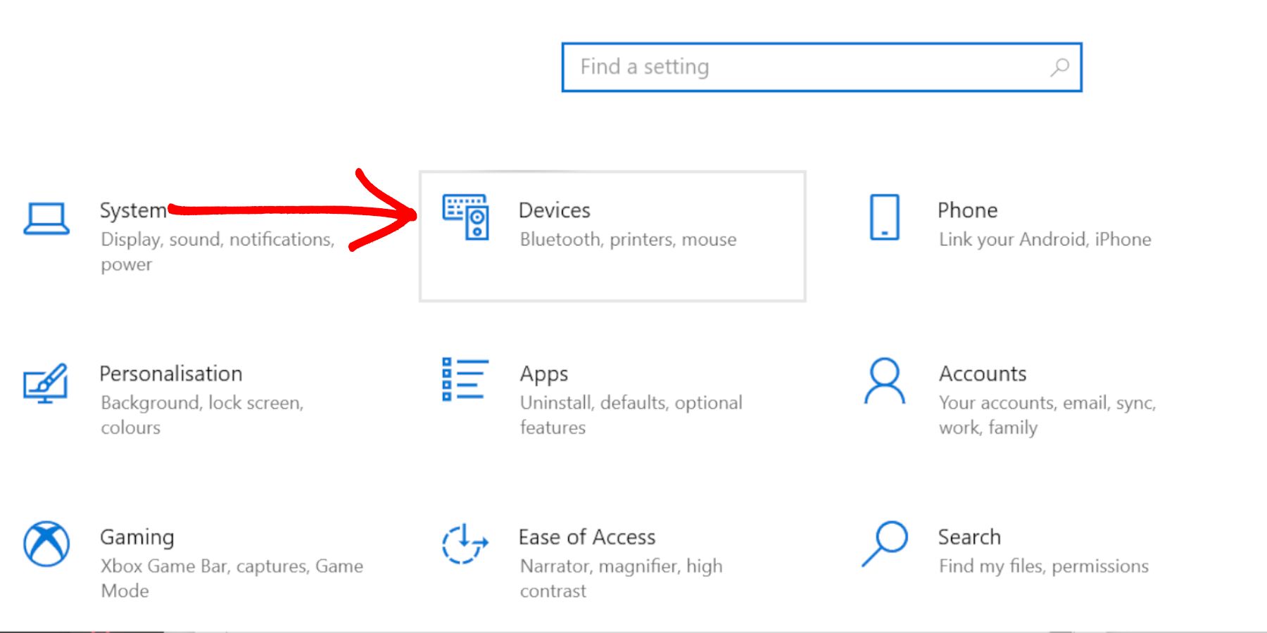 Windows Devices Settings