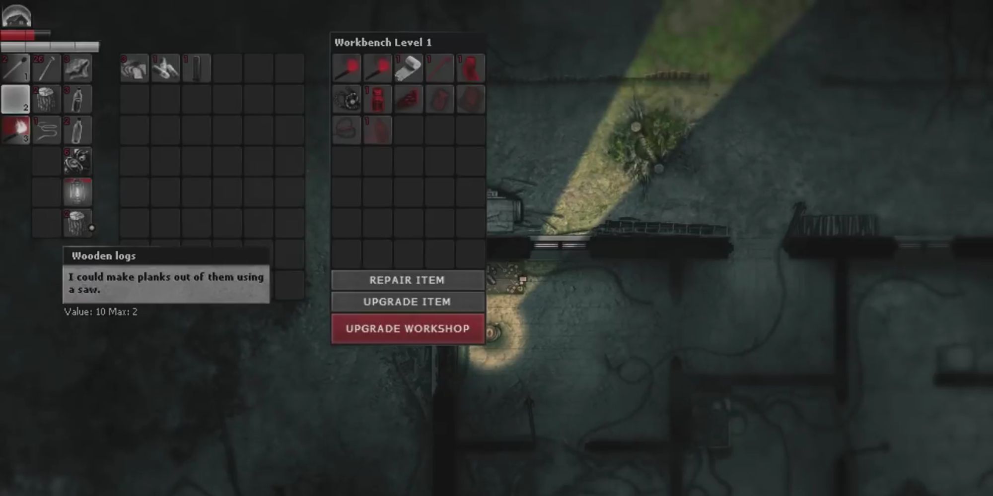 Wooden Logs in a player's inventory in Darkwood