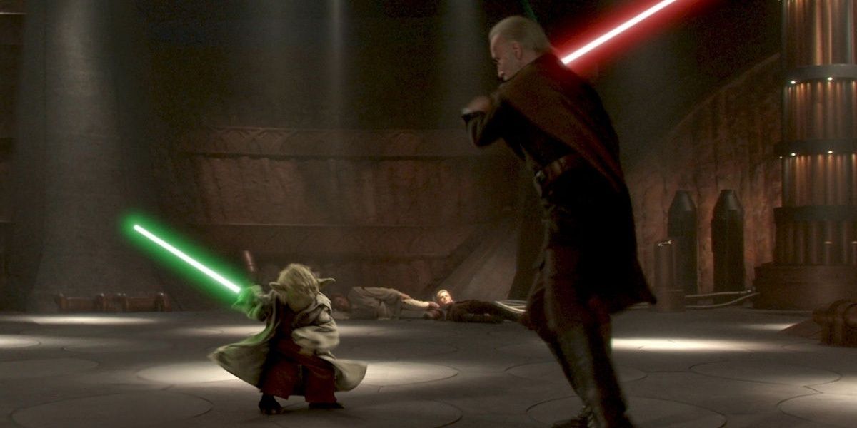 Yoda and Dooku in Star Wars: Attack of the Clones