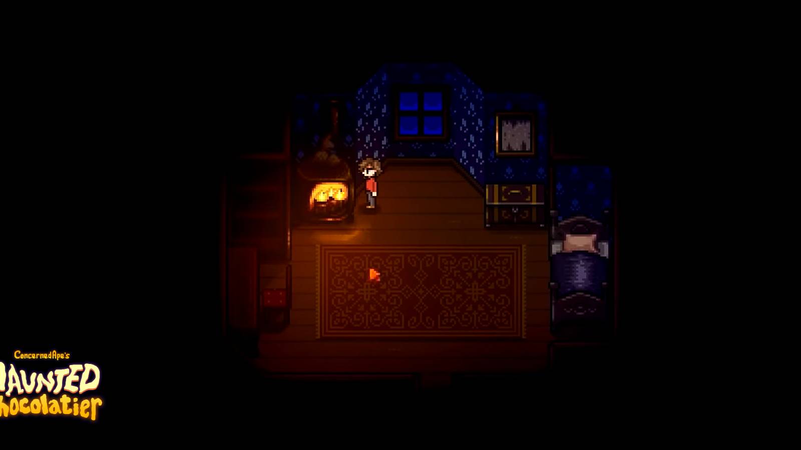 haunted chocolatier early gameplay trailer screenshot room player fireplace