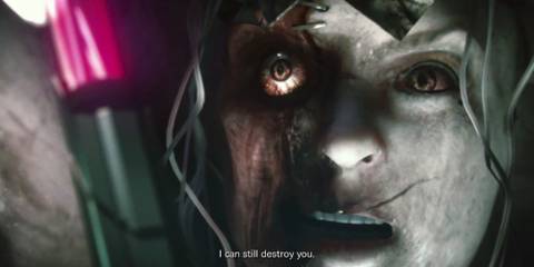 close up of Alex Wesker saying I can still destroy you in Resident Evil 2 Revelations 2