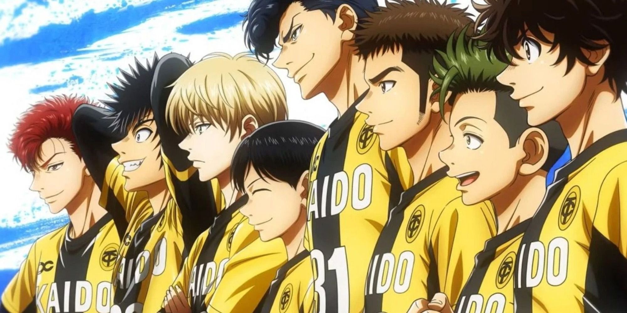 Ao Ashi's Kaido soccer team line-up before game.