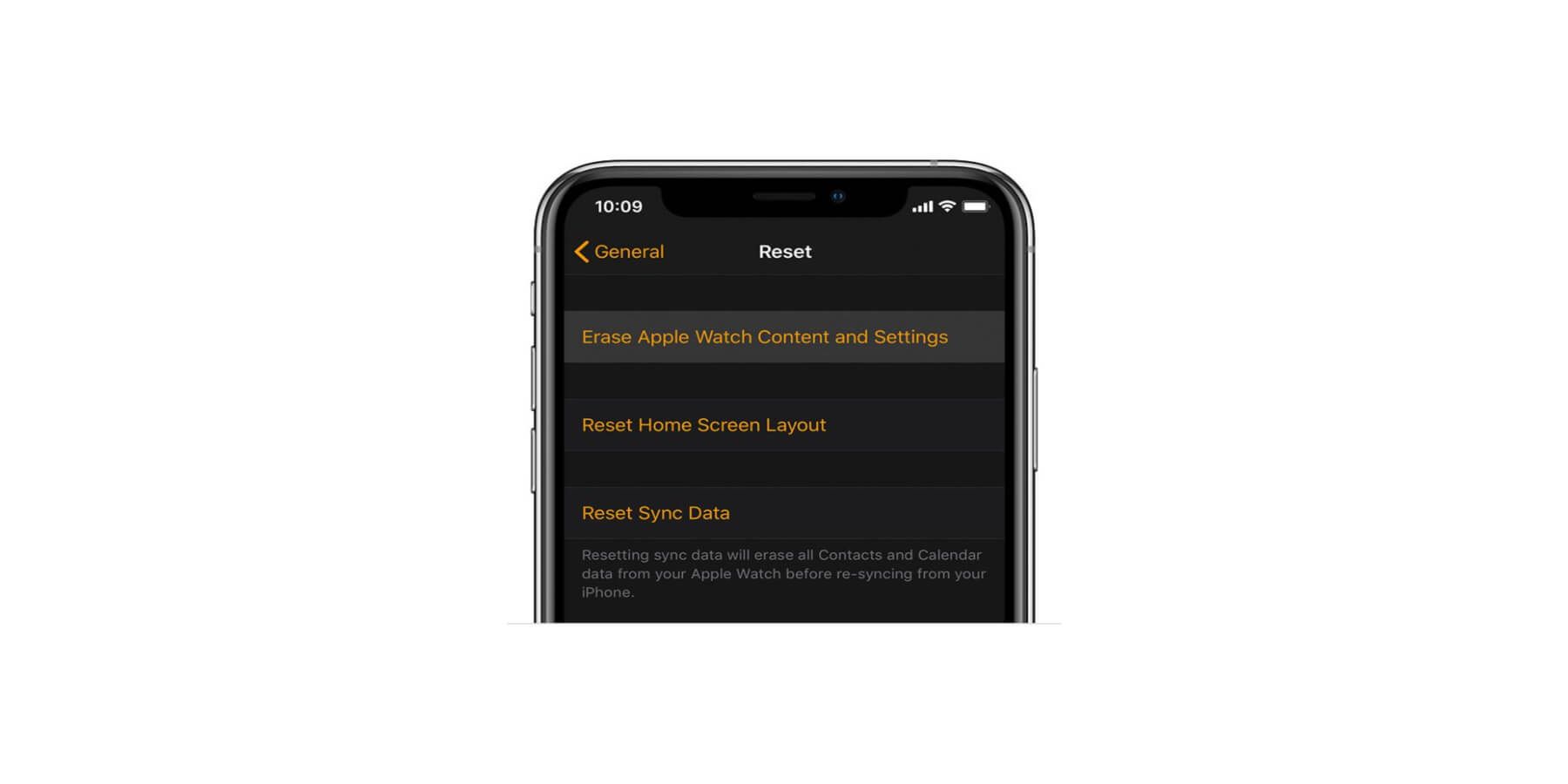 reset Apple Watch from iPhone