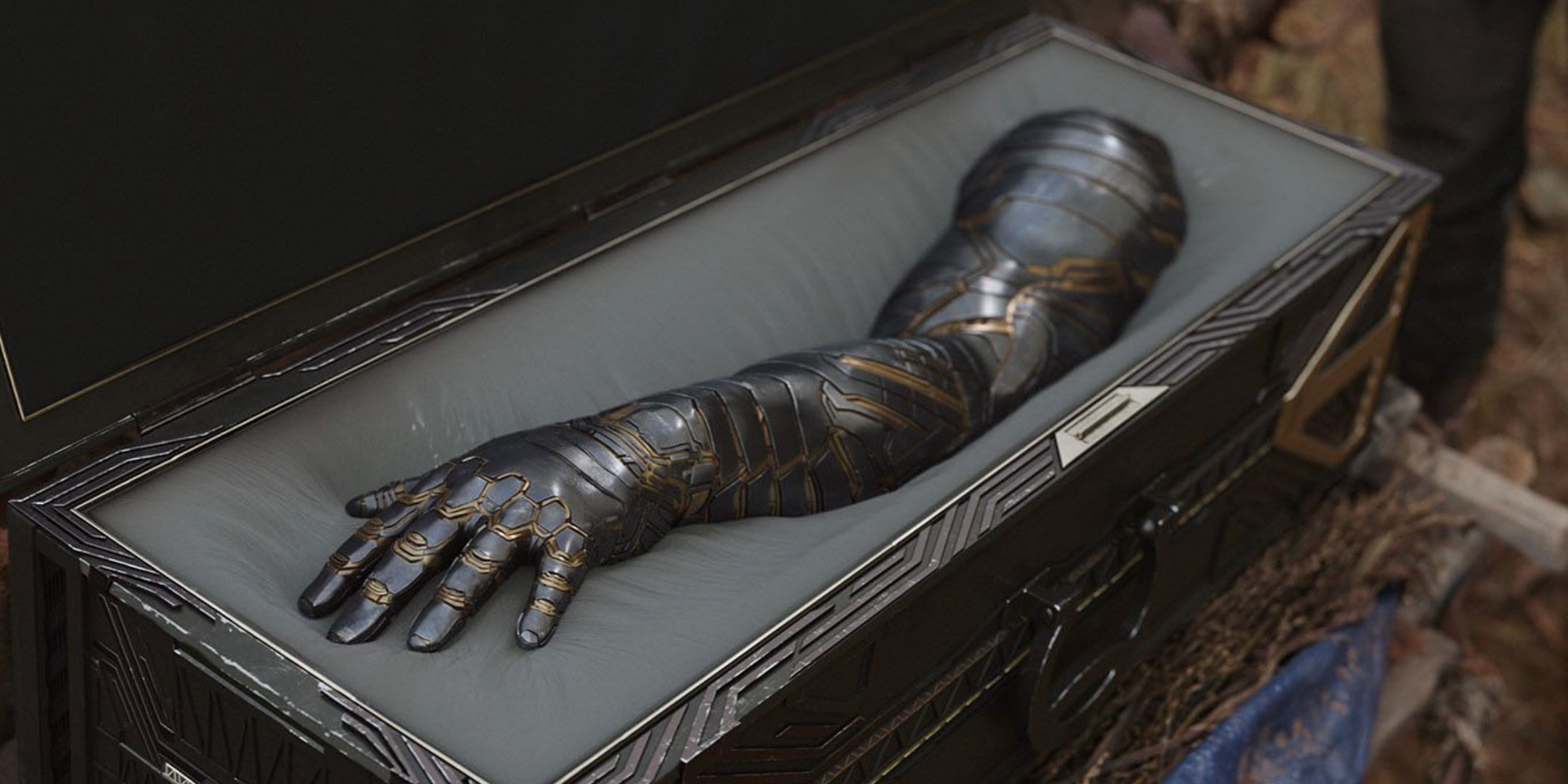 Arm of Bucky in a case in Guardians of the Galaxy Holiday Special