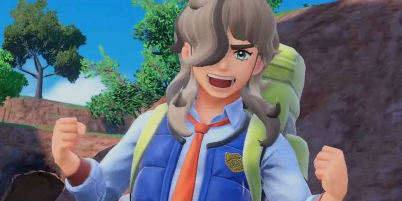 Arven shouting with his fists up in Pokemon Scarlet and Violet