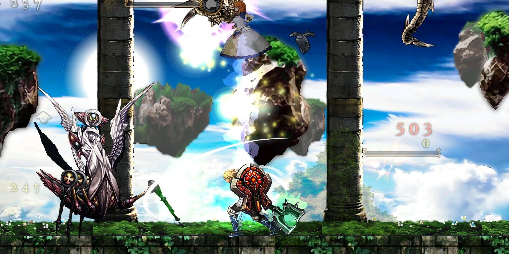 astlibra revision character battles enemies on a floating platform