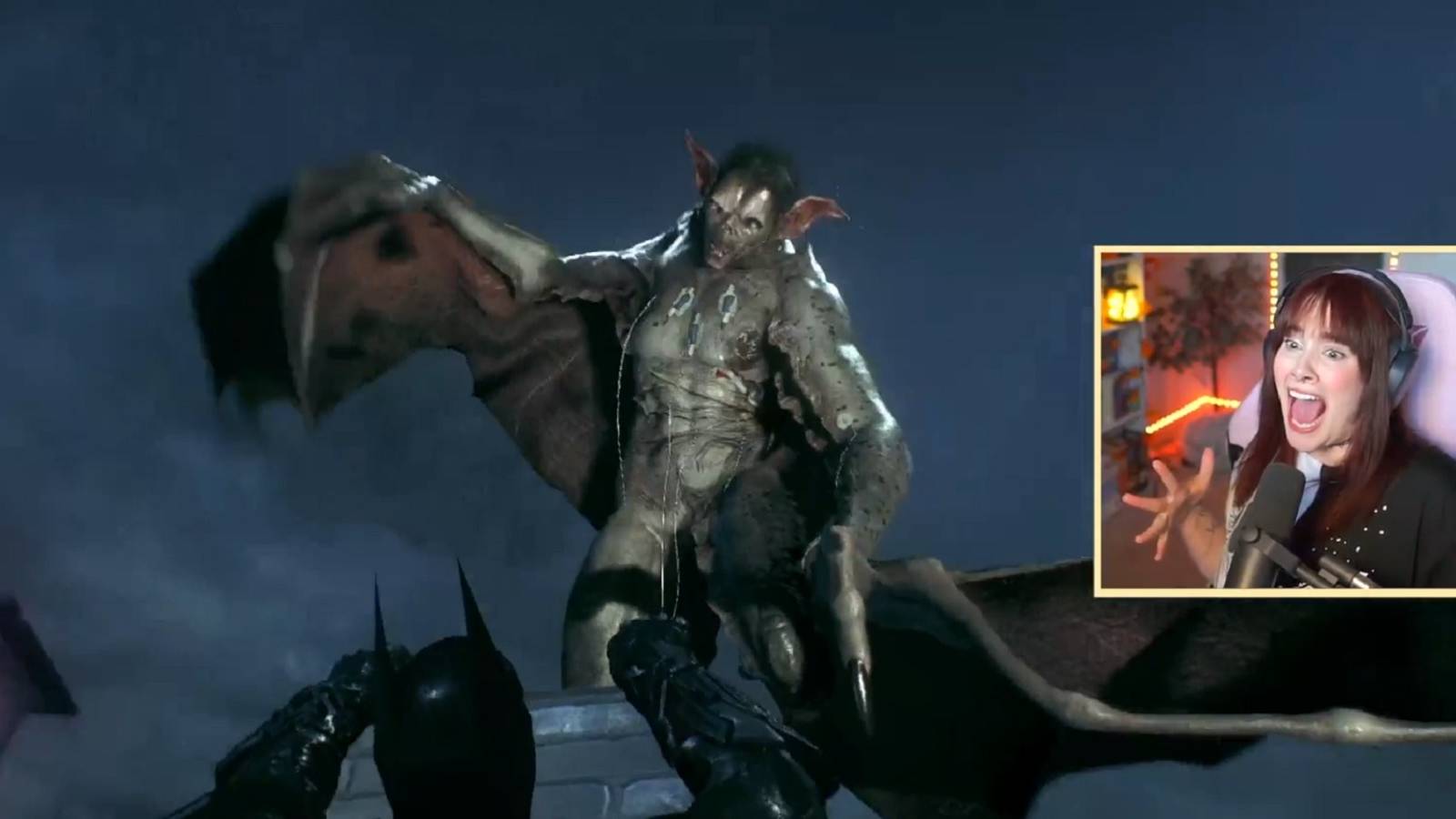 batman arkham knight man-bat jump scare reaction