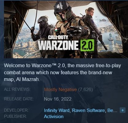 call of duty warzone 2 negative reviews