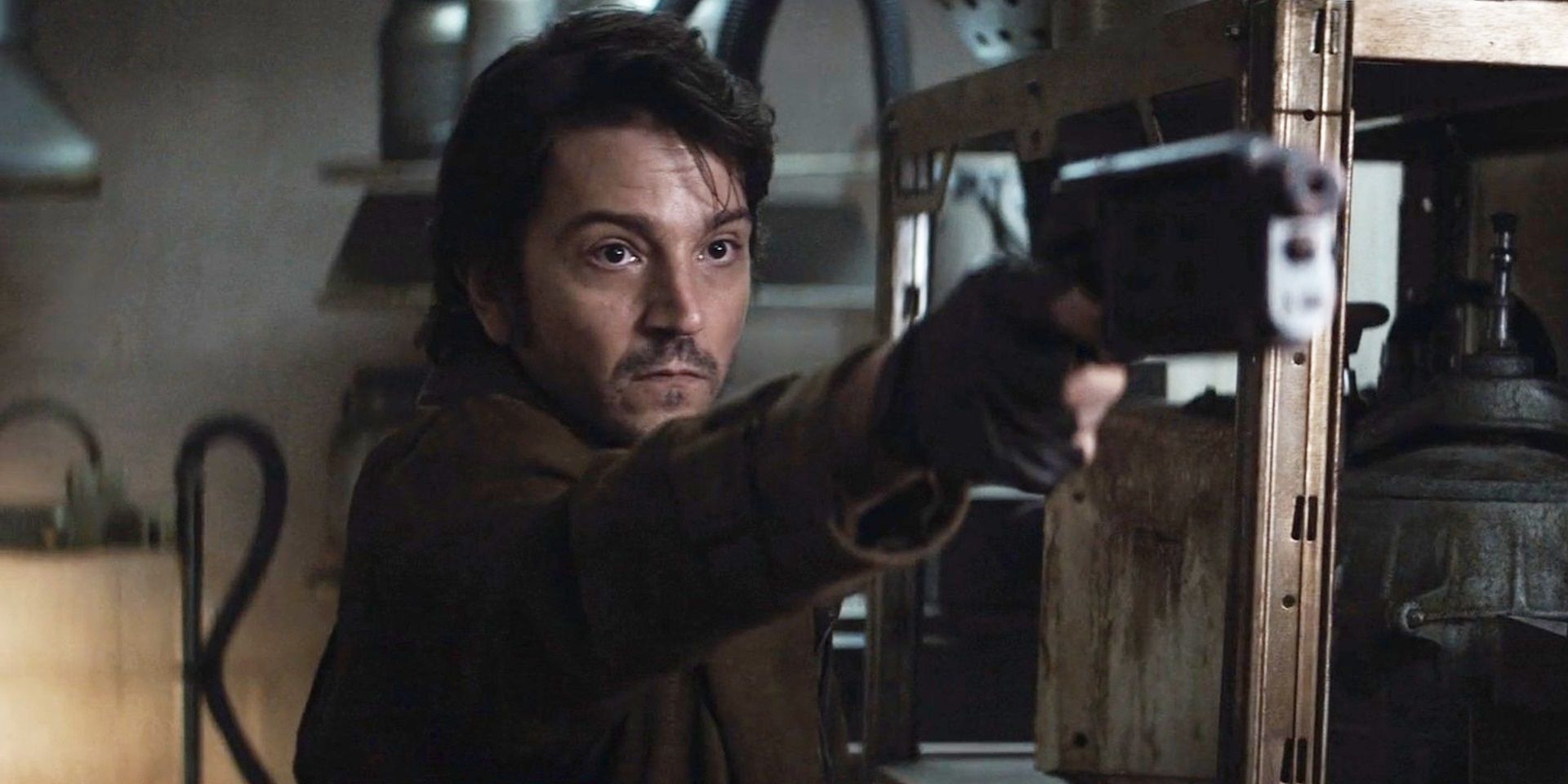 Cassian with a blaster in Andor episode 12