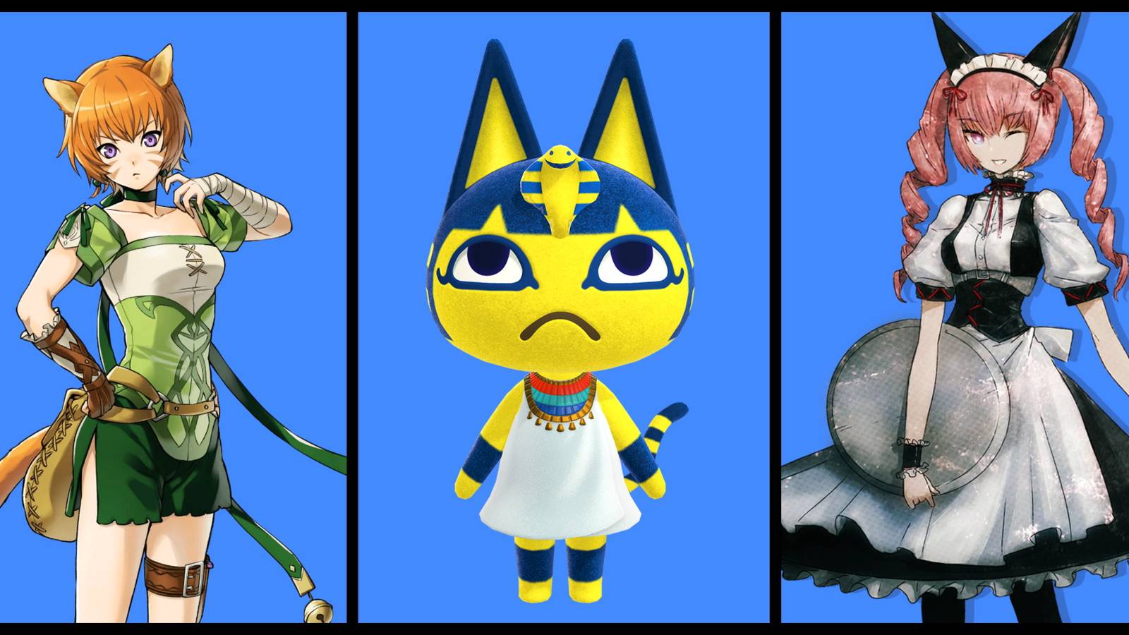 a collage of Lethe, Ankha and Faris