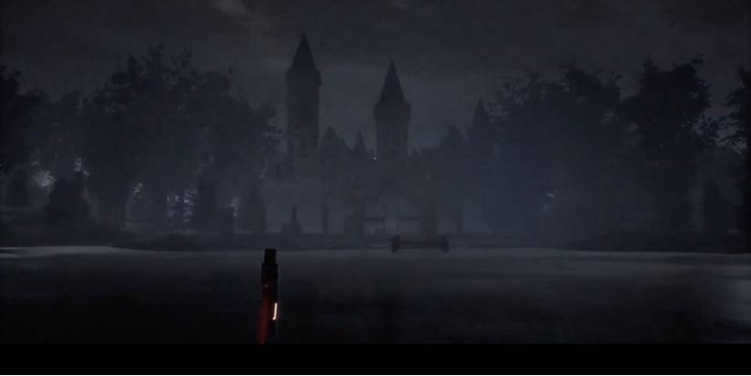 Player crosses the lake to enter the Lewelin Manor