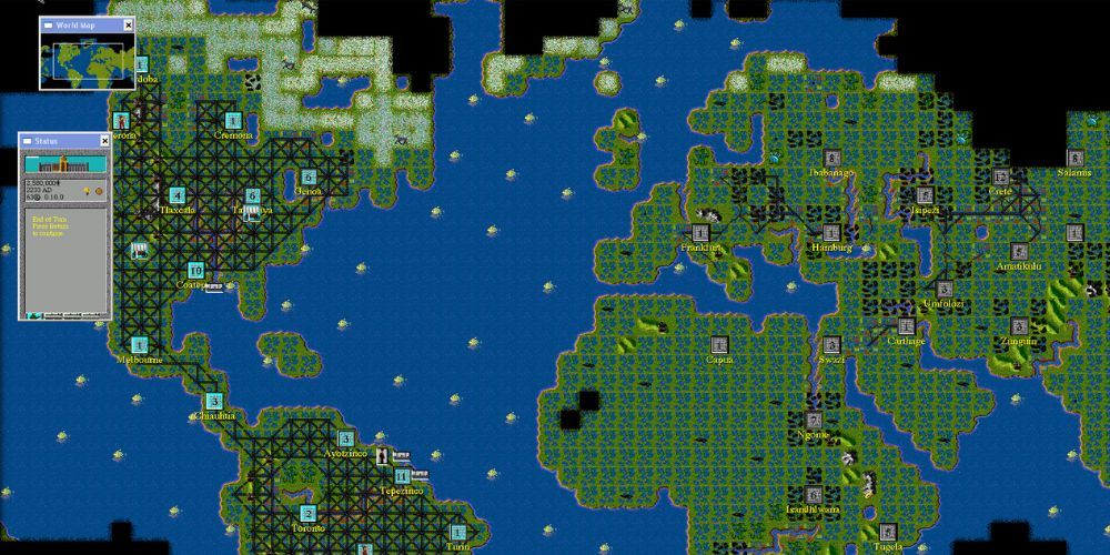 Vista aérea del mapa de Civilization 1