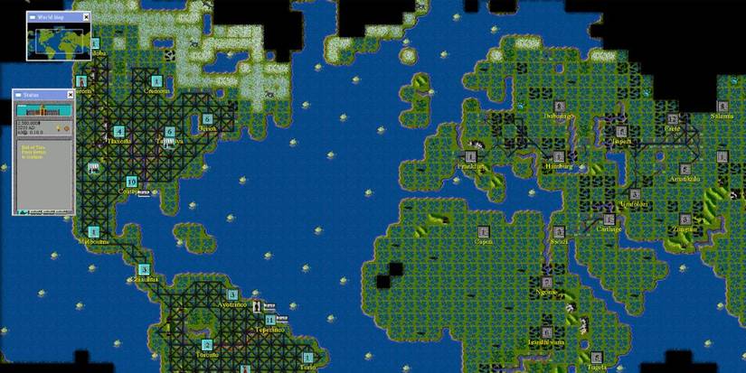 Overhead view of map from Civilization 1