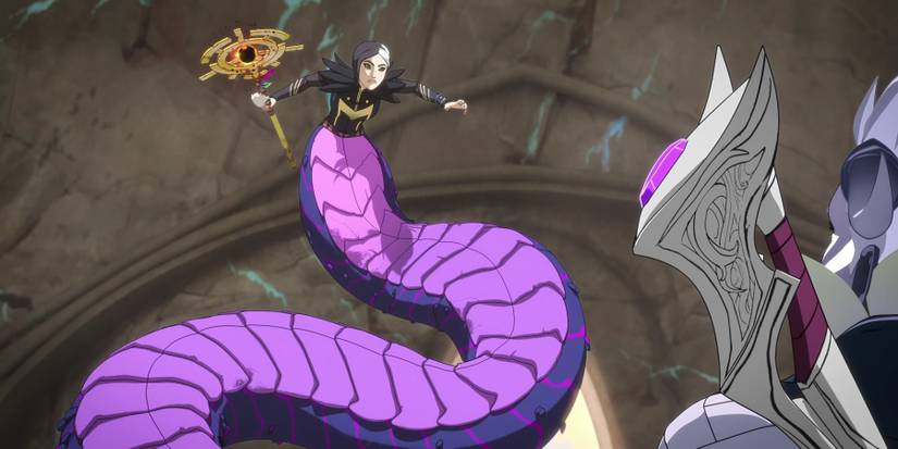 Claudia uses Dark Magic to become a snake in The Dragon Prince