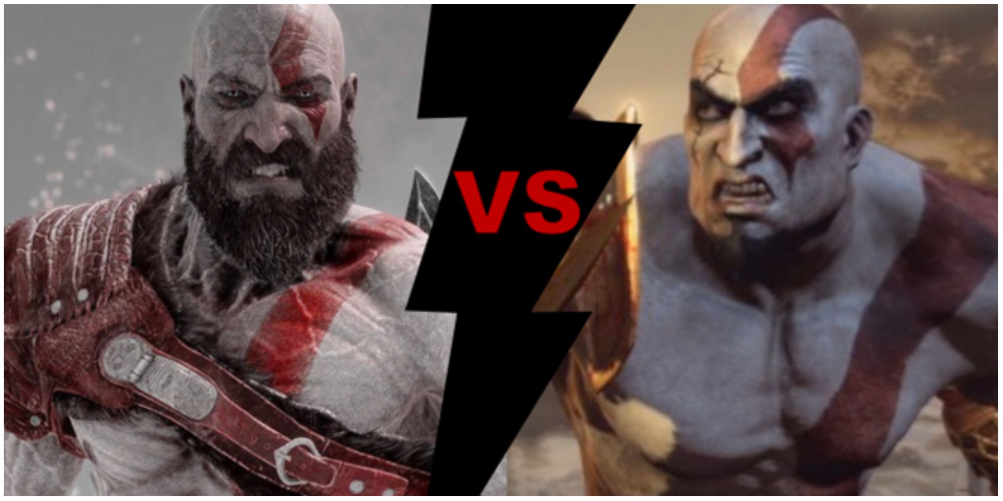 old kratos from god of war: ragnarok vs young kratos from god of war 3