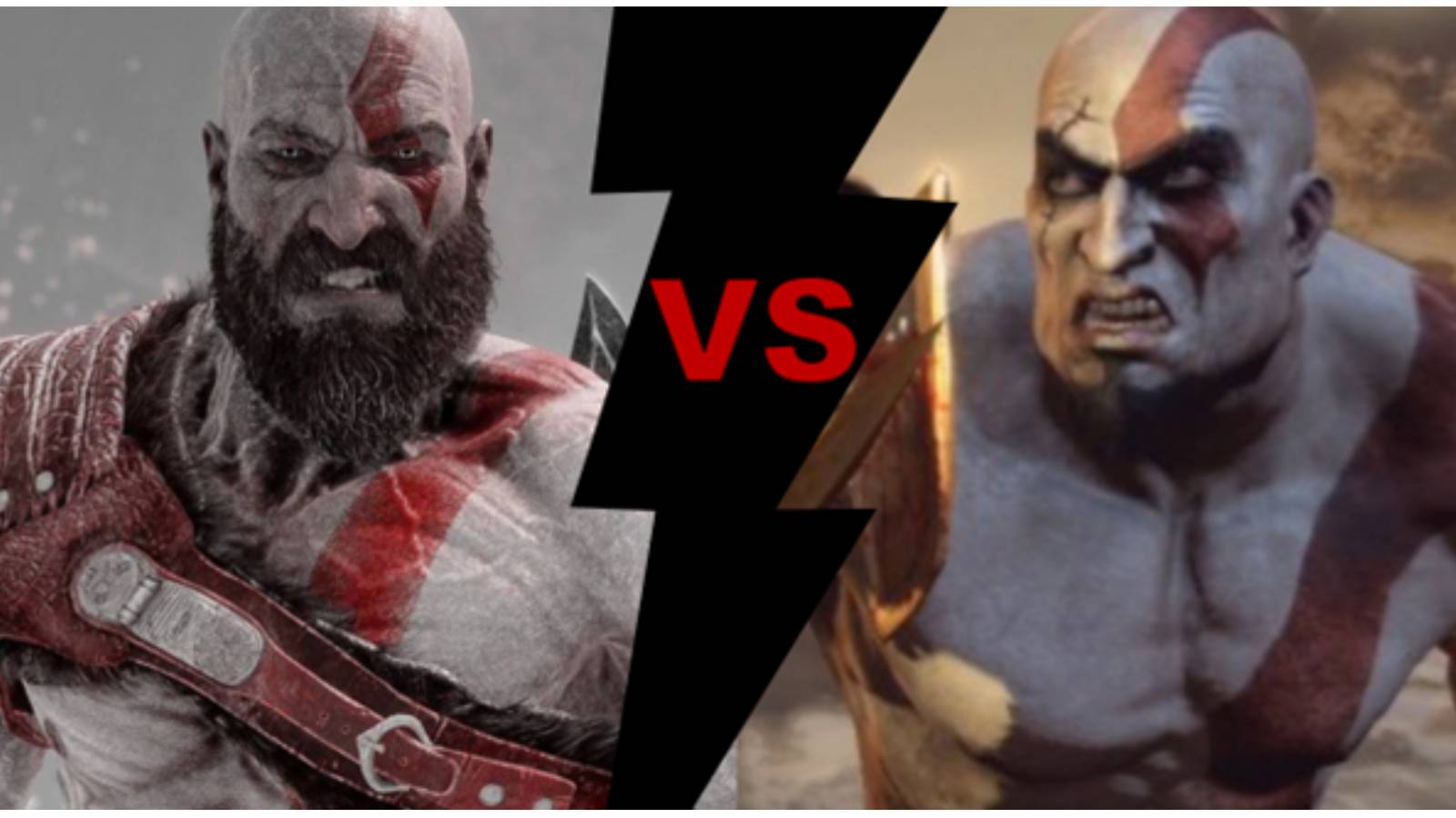 old kratos from god of war: ragnarok vs young kratos from god of war 3