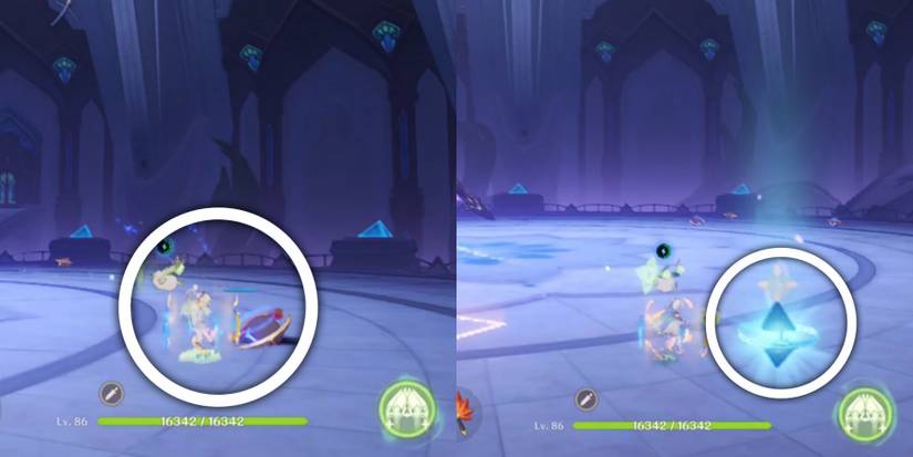 collect bombs and throw them at the boss in genshin impact