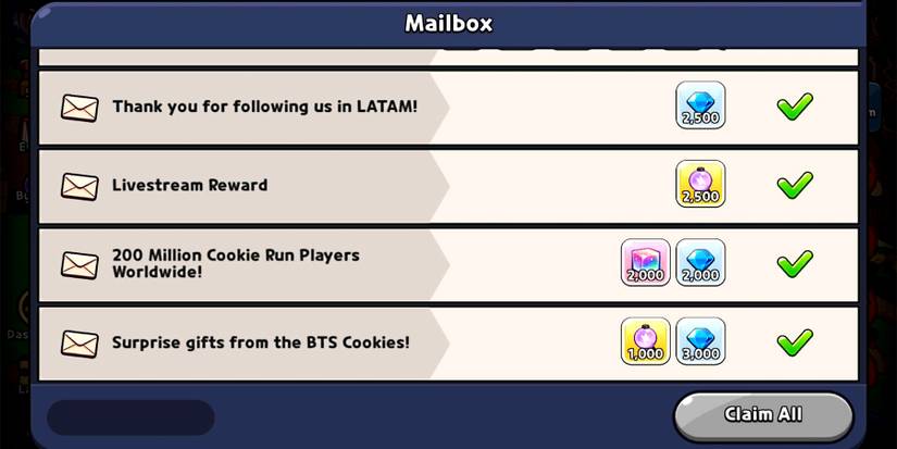 cookie run kingdom codes rewards in mailbox