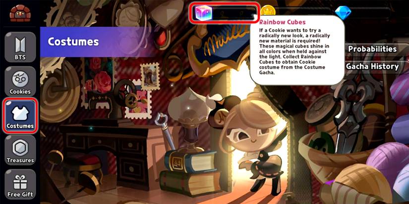 costumes gacha and rainbow cubes in cookie run kingdom