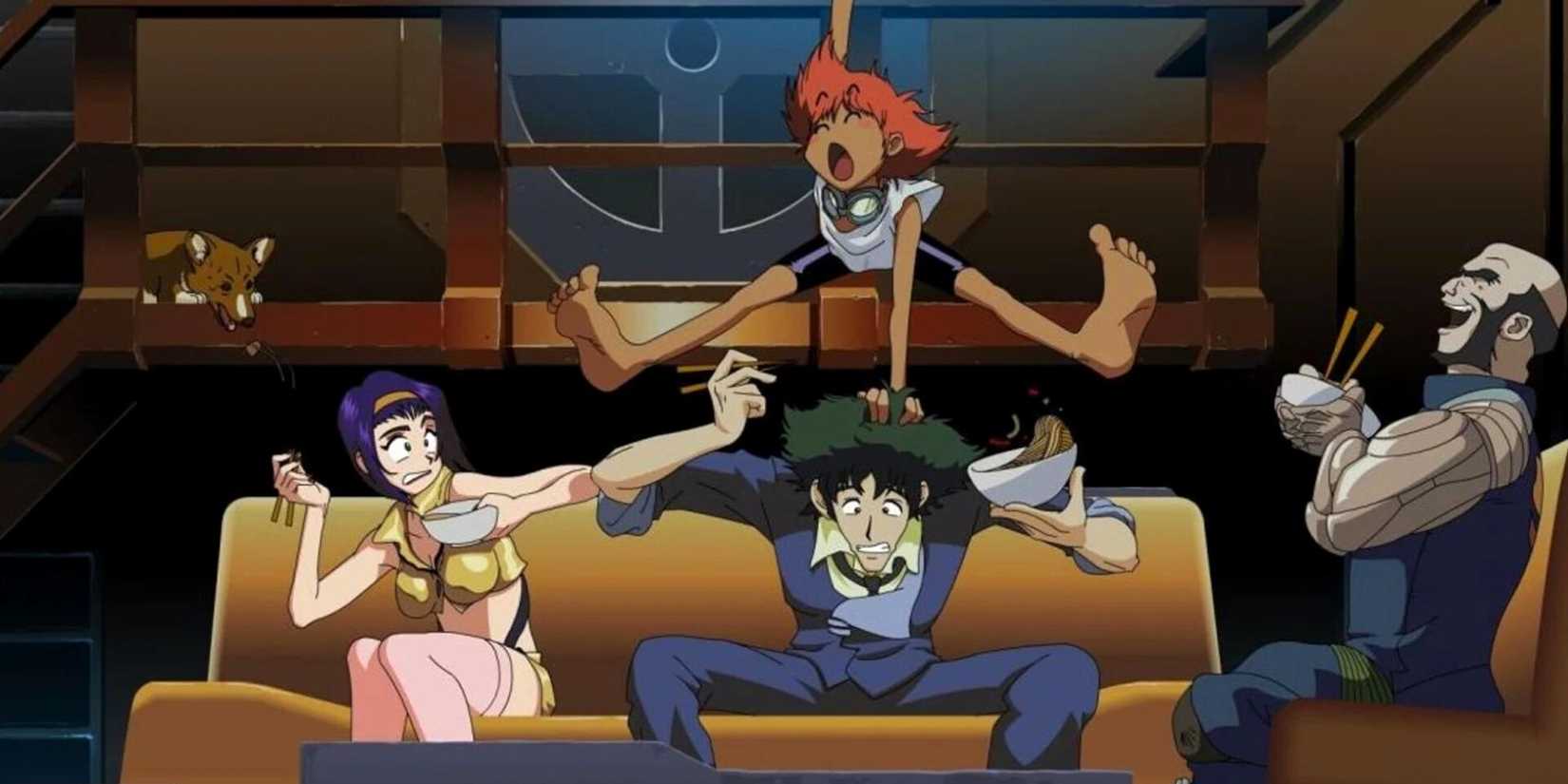 Cowboy Bebop anime characters in a stylish group shot