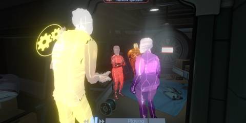 Crew members have a conversation in Tacoma