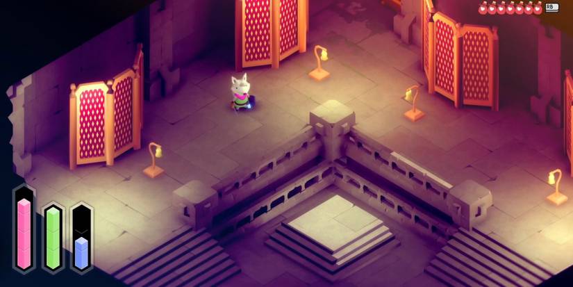 a screenshot of tunic showing a room full of folding screens.