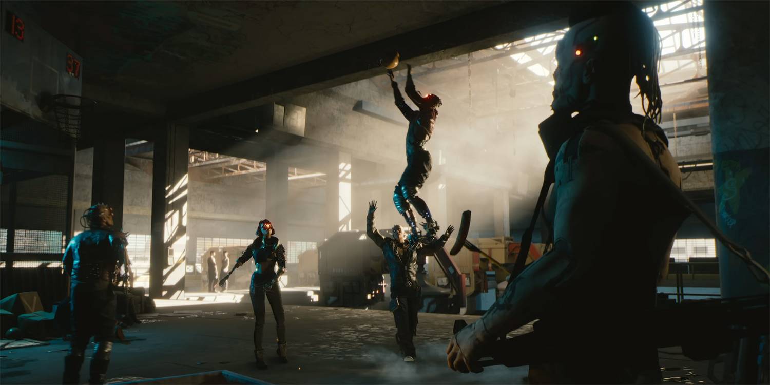 Cyberpunk 2077 - Release Trailer Showing Modified People Using Charge Jump For Basketball