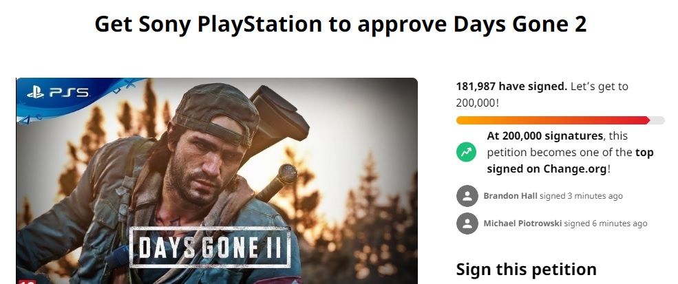 days gone 2 petition