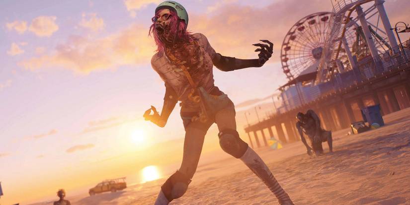 Image from Dead Island 2 showing a screaming zombie on a beach.