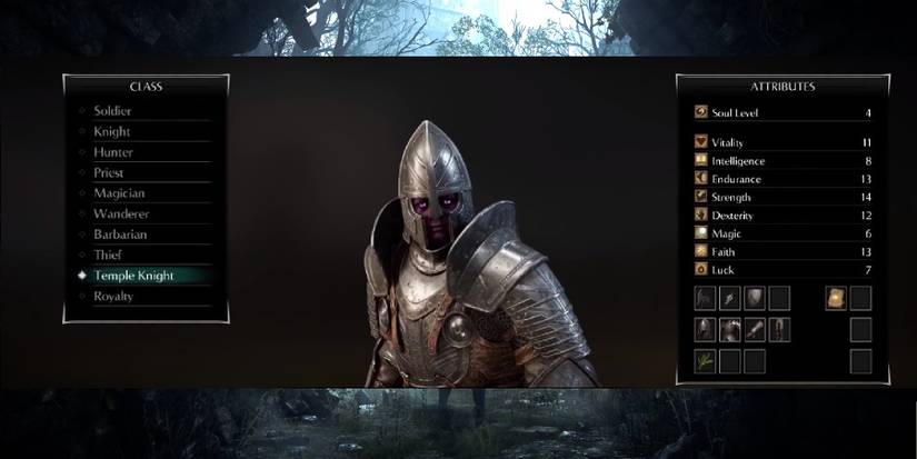 Demon's Souls Temple Knight In The Selection Screen